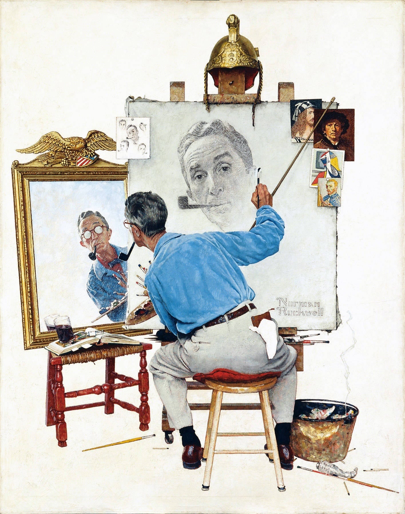 Triple auto-portrait, Norman Rockwell, 1960