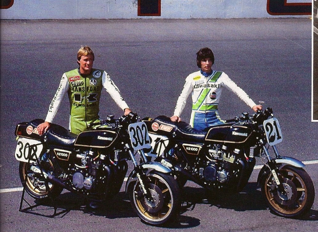 Greg Hansford (302), Eddie Lawson (21) avant la course de Daytona