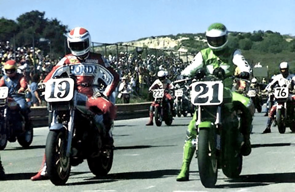 Pole position pour Eddie Lawson(21) devant Freddie Spencer (19)