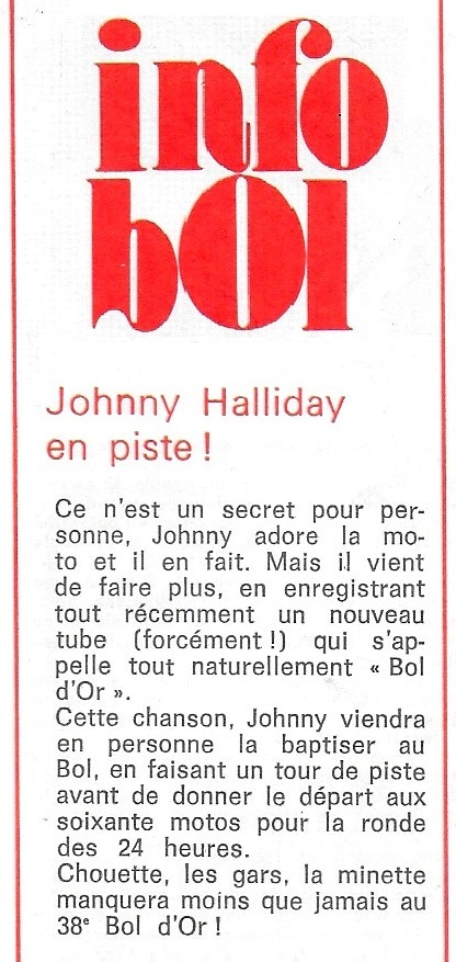 annonce Johnny au Bol